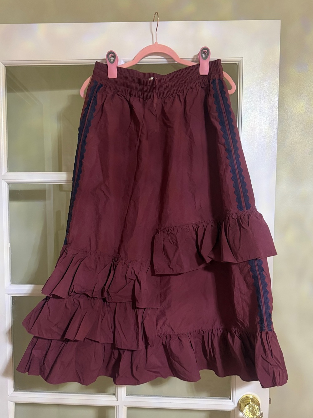 Urban outfitters Women's Burgundy Ruffle Midi Skirt